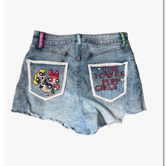 Women’s Custom Handpainted Powerpuff Girls Rewash LA Denim Shorts | Size 5 - Picture 1 of 2